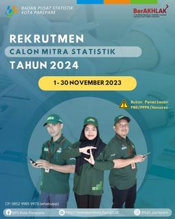 Rekrutmen Calon Mitra Statistik BPS Kota Parepare Tahun 2024